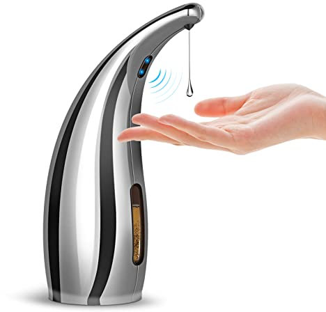 Dispensador Automático de Jabón Dosificador Jabón Baño Cocina Inteligente Sensor de Movimiento por Infrarrojo, para Hogar, Oficina, Baño, Hotel (300ml, Plata)