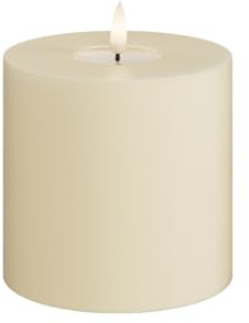 Deluxe Homeart Indoor Flameless LED Candle - Cream - with Real Flame™ Technology - Battery Powered Candle (10 x 10 cm)
