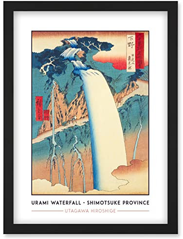 Wee Blue Coo Mount Nikko, Urami Waterfall Shimotsuke Province Utagawa Hiroshige Japanese Woodblock Classic Collection Artwork Framed Wall Art Print A4