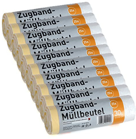 30L Weiße Müllbeutel Mit Zugband (30L weiß 10er)