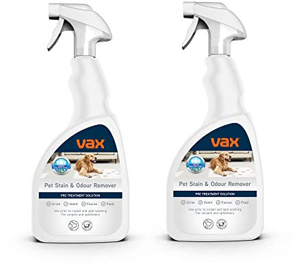 Vax Pet, Stain & Odour Remover 500ml Trigger Twin Pack Pre Treatment Carpet Cleaner Solution,Upholstery Stain Shampoo,Fragrance Free,Formulated for Stubborn Stains and Smellier Messes,1-9-142894,White