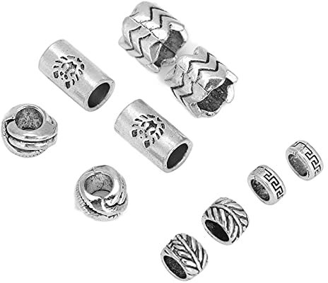 Wikinger-Bartperlen, 10 Stück, Antike Nordische Haarperlen, Dreadlock-Schlauchperlen, Afrikanische Perlen, Wikinger-Schmuckperlen Zum Flechten von Haaren, DIY-Schmuck, Haarschmuck