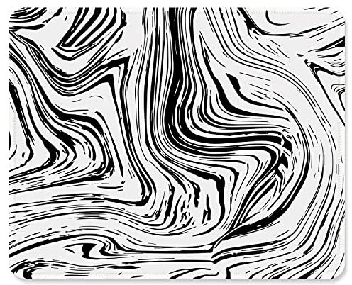 ITNRSIIET Mouse Pad with Stitched Edge Premium Textured Smooth Precise Operation Waterproof Washable Non-Slip Rubber Base Desktop Protection Mat, 10.2×8.3×0.12 inches, Black and White Texture