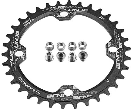 QUARKZMAN Plato de Bicicleta 104 BCD 34T Estrecho Ancho Único Bicicleta Plato Negro