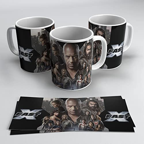 newseny Taza Fast and Furious X con logo de la película y con Vin Diesel, Jason Mamoa. Regalo para fans de A todo Gas | Cerámica 355ml