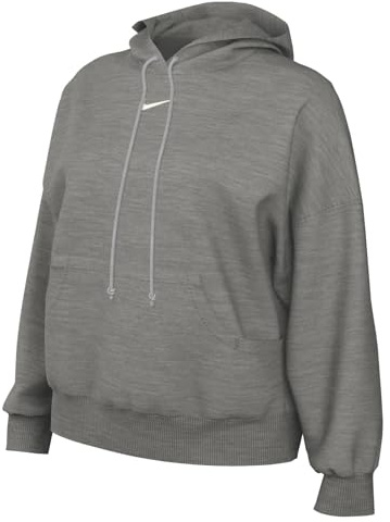 NIKE DQ5858-063 W NSW PHNX FLC OOS PO HOODIE Sweatshirt Women's DK GREY HEATHER/SAIL Size S-S