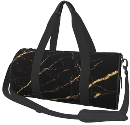Travel Duffle Bag Black Rose Gold Marble Sports Gym Bag for Women and Men Shoulder Sports Travel Duffle Weekender Workout Bag for Exercise, Yoga, Cycling, Swiming, Camping, Schwarz , Einheitsgröße