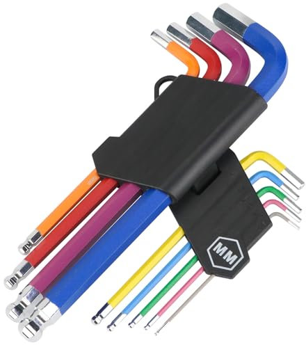 Allen Key Set, 9PCS Metric Hex Key Set 1.5-10mm, Long Ball End Hex Allen Keys Sets with Holder for Bike Guitar Furniture Maintenance, Anti-Slip, Cr-V Made