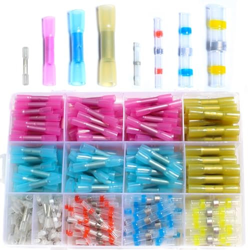 shengbowi Heat Shrink Wire Butt Kit Electrical Splice Insulation Terminals Insulated Seal Wire Connectors Waterproof Solder Butt Crimp