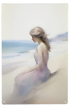 artboxONE Metall-Poster 20x30 cm Natur Strand Lady von Künstler Carina