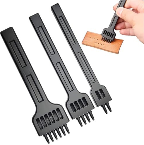 DIY Leder Locher, 3 Stück Leder Bastelzahn Stanzwerkzeug, Locher Stanzen Werkzeug, Leder Locher Werkzeuge, Leder Handwerk Zahn Stanzwerkzeug für Gürtel, Leder, Armband, Karte, Lederarbeiten(5MM)