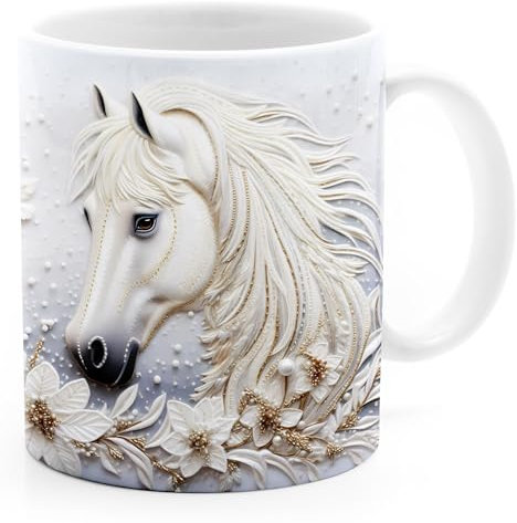 SpecialMe® Tasse Pferde-Motive Wintermotive XMAS Geschenk für Pferde-Liebhaber Pferdefans Mädchen 6 weiß standard