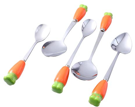 ABOOFAN 5 Stück Edelstahl-rührlöffel Dessertlöffel Kaffeelöffel Für Tee Kaffee Cappuccino Espresso Dessert Milch Schlagzucker Sahne Keramikgriffdesign Glatter Griff Einfach Zu Bedienen