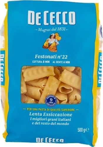 Italian Gourmet Pasta Festonati Nr. 22, italienischer Hartweizen 10 x 500g | Trafilata al bronzo e ruvida; nimmt Sugo gut auf, bissfest, für Ofengerichte, Gesamtnettogewicht 5 kg + Kostenlos Polpa 400g