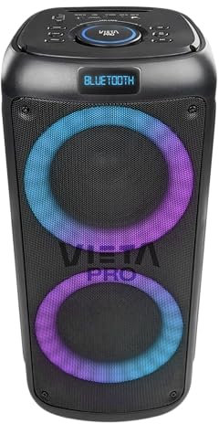 High-Watts Party 2 De Vieta Pro: experimente el Mejor Sonido Bluetooth con True Wireless, 100 W, Reproductor USB, LED RGB, Entrada de micrófono, Entrada Auxiliar, batería de Respaldo de 9 Horas