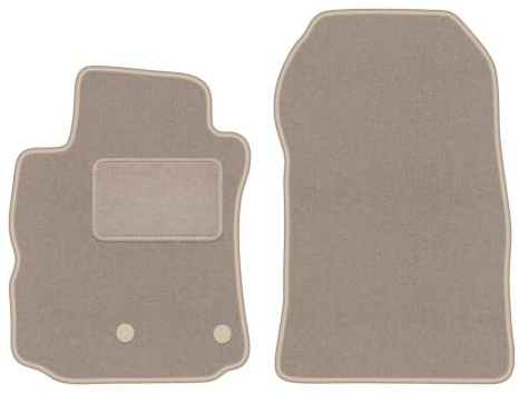 Velours-Fußmatten vorne passend für Renault Modus 2004-2012, Beige, LUX | passend für Minivan; Velours-Teppich (Polypropylen), ca. 6,5 mm; rutschfest, runde Befestigungen (Typ RN)