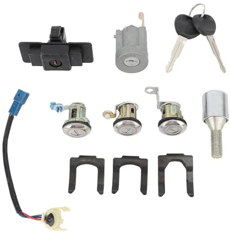 Akozon Jeu de Clés de Cylindre de Serrure Complète de Voiture MR259111, Jeu de Clés de Cylindre de Serrure de Porte, Accessoires de Remplacement pour Pajero Montero 2e 1990 à 2004