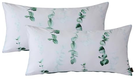 MILDLY Kissenbezug 40x80 Baumwolle Satin, Pflanzenmuster Kühlende Kissenbezüge 2 Teilig mit Reißverschluss, ÖkoTex Zertifiziert, Weich und Bequem, Simon