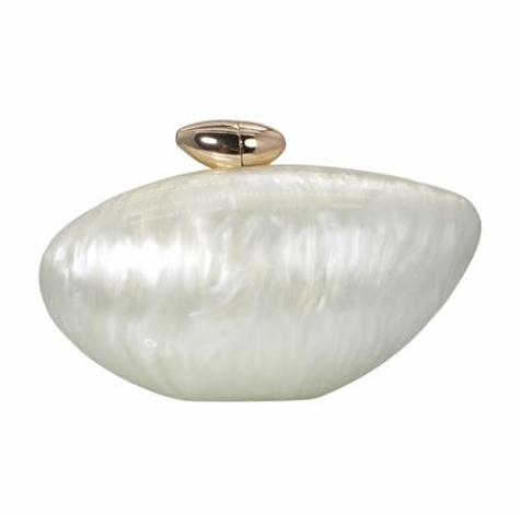 WuDiaoer Muschelförmige Acryl-Clutch, trendige metallische Acryl-Abendtasche, glänzende Eier-Geldbörsen und Handtaschen für Damen, Hochzeit, Party