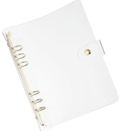 PATIKIL A5 Klare Binderhülle, weiche PVC-Loose-Leaf-Binder-Schutzhülle mit Druckknopfverschluss, 6 goldene Ringe für DIY-Meeting-Notizbuch-Ordner, transparent