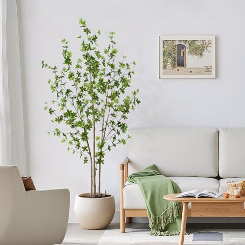 Keeplush Kunstpflanze Enkianthus 180cm mit Weißem Topf, Künstliche Pflanzen Groß mit 392 Blättern, Kunstbaum wie echt für Wohnzimmer Schlafzimmer Haus Büro Dekoration