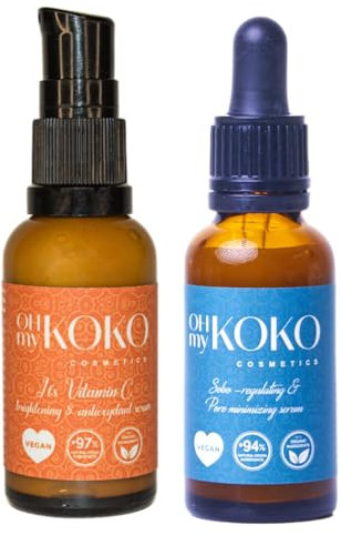 OhMyKoko | Gesichtsserum-Duo: Niacinamid + Vitamin C & Astaxanthin | Für Fettige, Misch- und Empfindliche Haut | Anti-Aging, Gegen Pigmentflecken & Sebumregulierend | Feuchtigkeit & Regeneration