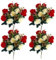 Friedhofsblumen für Gräber 4 Bündel künstliche Rosen 30 cm künstliche Blumen für Gräber 12 Blütenköpfe Gedenkblumen aus Seide für Grabvase Friedhofsdekor rote Grabblumen Friedhofsblumen Friedhof