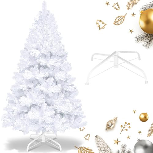Ollewiellan Weihnachtsbaum künstlich 210cm Künstlicher Weihnachtsbaum 900 Spitzen Plastik Tannenbaum unechter,Natur Christbaum Feuerresistent inkl.Robuste Ständer,Weiß