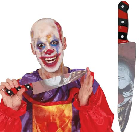 FIESTAS GUIRCA | Bloodied Clown Knife (37 cm) - Toy Weapon for Killer Costume for Halloween and Horror Parties - Multicoloured