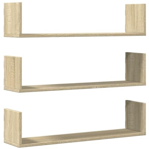vidaXL Wall Shelves 3 pcs Sonoma Oak 80x18x18 cm Engineered Wood
