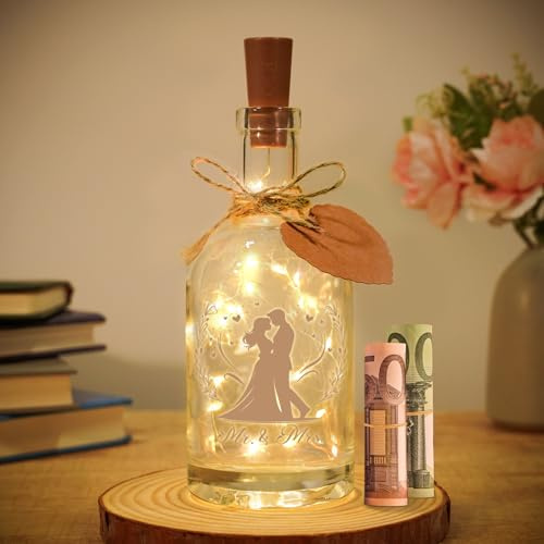 Vetbuosa Hochzeitsgeschenke für Brautpaar - LED Flaschenlicht Geschenke | Geschenk Hochzeit, Hochzeitsgeschenk Geld, Hochzeit Geschenke für Brautpaar, Jahrestag Geschenk für Ihn Sie, Hochzeitsdeko