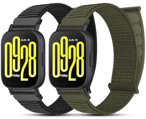 CHANRASI 2 Stück Nylon Armband Kompatibel mit Xiaomi Redmi Watch 5 Active/5 Lite,22mm Klettverschluss Verstellbare Sport Uhrenarmband für Xiaomi Redmi Watch 5 Active/5 Lite