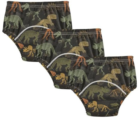 Baby Jungen Unterwäsche Töpfchen Trainingshose Weiche Baumwolle Boxershorts Unterwäsche Set für 3T Dark Dinosaurier Skelett
