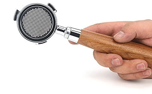 Juroupi 51mm Coffee Bottomless Portafilter with Filter Basket & Wooden Handle Replacement for Delonghi EC680 EC685 Coffee Machine Tool Reusable Alloy Filters Coffee Extraction