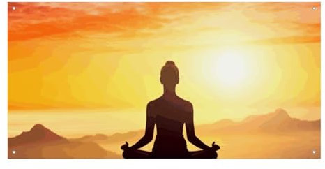 Yoga-Meditation, großes Party-Banner, Schild, Wandbehang, Banner, Geburtstagsparty-Hintergründe für Neujahr, Abschlussfeier, Hochzeit, Geburtstag, Party-Dekoration, 120 x 60 cm