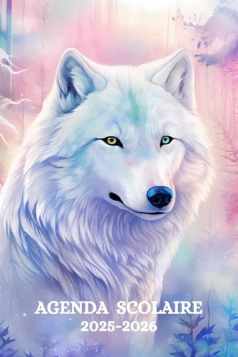 AGENDA SCOLAIRE 2025-2026 LOUP: Organisateur journalier |Primaire, Collège, Lycée | Format A5