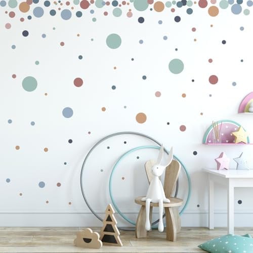 Wandtattoo Kinderzimmer Mädchen, 140 Stück Wandtattoo Mädchenzimmer, Wandaufkleber für Babyzimmer, Wandsticker Punkte für Kinderzimmer, Babyzimmer Deko