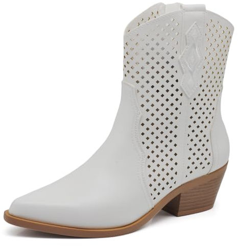 IF Fashion Scarpe da Donna Stivali Stivaletti Camperos Texani GA033 bianco N.37