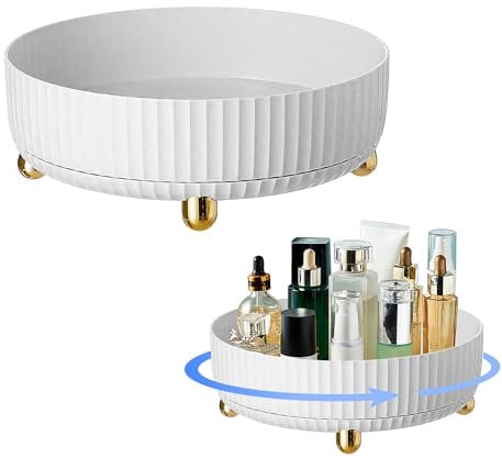 Lacusmall Rotating Makeup Organiser, 360 Rotating Organiser Spinner Tray, Rotating Lazy Susan Organizer is Perfect for Optimizing Storage in Bedroom Dresser or Vanity Countertop, Weiß