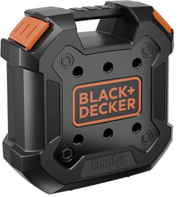 Smoby – Black+Decker Werkzeugkoffer für Kinder - 36 Zubehörteile: Werkzeuge, Akkuschrauber mit mechanischer Schraubfunktion UVM. - hergestellt mit 60% Recyclingmaterial, für Kinder ab 3 Jahren