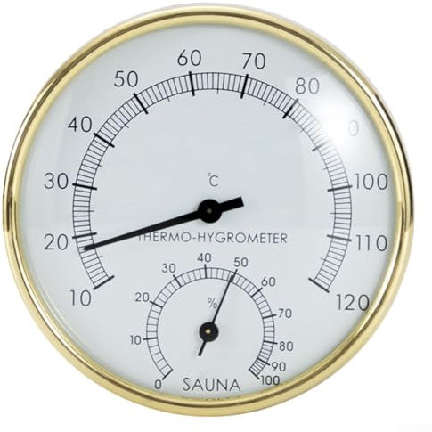 Zeroupshop 2 in 1 Edelstahl Sauna Thermometer Hygrometer Temperatur Luftfeuchtigkeitsmesser für Innen Außen Dampfbad Bad Haus