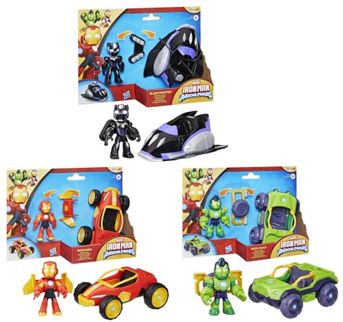 Marvel Iron Man und Seine fantastischen Freunde – Spielzeug-Bundle mit 3 Action-Figuren und 3 Fahrzeugen, Superhelden-Spielzeug für Kinder ab 3 Jahren