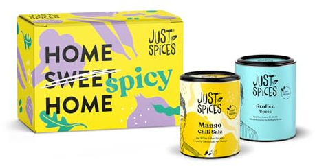 Just Spices Einzug Geschenkbox I Geschenkset mit 2 Gewürzdosen I Statt Salz & Brot I Geschenk für Einweihung, Richtfest und Umzug