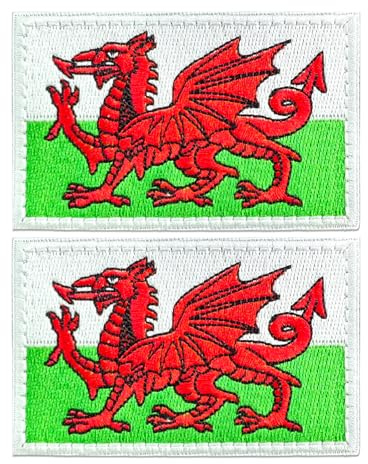 AXEN Wales Flag Patches, Wales Welsh Dragon Patch with Hook & Loop Fasten for Backpack Uniform Jacket Vest Cap