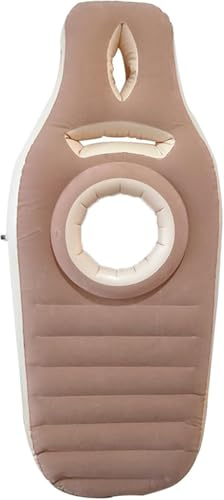 Tapis De Yoga pour Femmes Enceintes Matelas Gonflable en PVC Flocage Confortable avec Trou Exercice à Domicile Sports Gym Fitness Pilates Pads, Beige