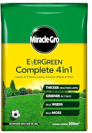 Miracle-Gro Evergreen Complete 4 in 1 Lawn Care Feed for Green & Healthy Grass - Complete Lawn Maintenance Formula - Available in 80m², 200m², 360m² & 400m² Coverage (200m²)