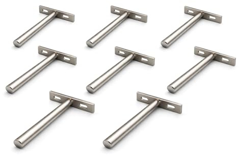 Euro Tische Tablarträger Unsichtbar 10mm – Schwerlast Regalhalterung bis 30kg pro Paar – Verdeckt für Schwebende Wand- & Bücherregale – Metall Regalträger für Fachböden – Wandmontage, 100mm - 8er Set