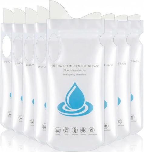 Ousuwo Lot de 8 urinoirs jetables - Urinoir d'urgence portable avec gel et poignée - Pour voyage, camping et voiture - 700 ml