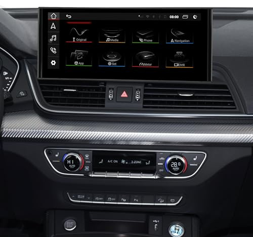 10,25 Zoll Wireless CarPlay Upgrade für Audi Q5 FY (2018–2021) MIB2 Autoradio, unterstützt Android Auto Screen Mirroring, Navigation, Google Maps, YouTube, Spotify, Rückfahrkameras (128, GB)