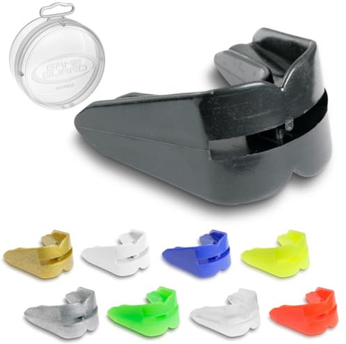 SPIELSCHUTZ – DOPPELT – BLAUER Mundschutz/Zahnfleischschutz – für obere und untere Zähne – Mundschutz, CE-geprüft, Boxen, MMA, Sport - Schwarz